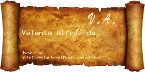Valenta Alfréda névjegykártya
